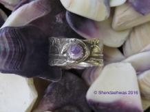 Sky dome ring.  iroquoian design with wampum shell by Shendaehwas